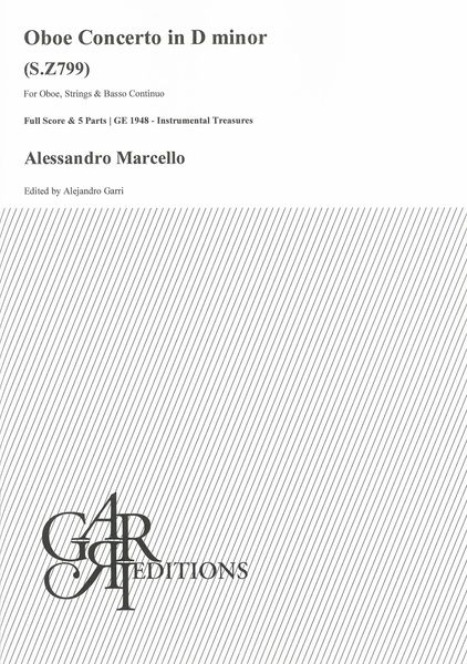 Oboe Concerto In D Minor, S.Z799 : For Oboe, Strings and Basso Continuo / Ed. Alejandro Garri.