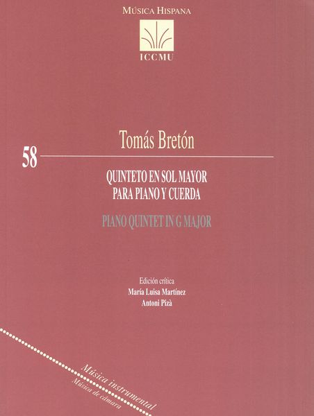 Quinteto En Sol Mayor : Para Piano Y Cuerda / edited by María Luisa Martínez and Antoni Pizà.