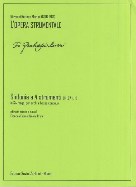 Sinfonia A 4 Strumenti, HH.27 N. 11 In Si Bemol Magg. : Per Archi E Basso Continuo.