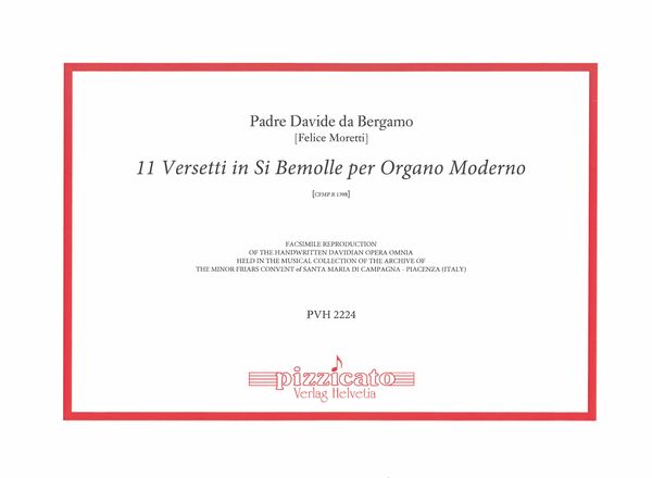 11 Versetti In Si Bemolle Per Organo Moderno, Cfmp.R 1398.