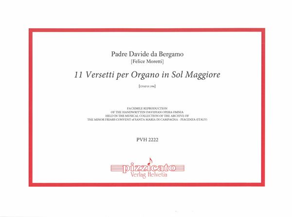 11 Versetti Per Organo In Sol Maggiore, Cfmp.R 1396.