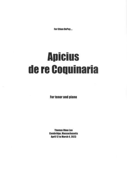 Apicius De Re Coquinaria : For Tenor and Piano (2023) [Download].