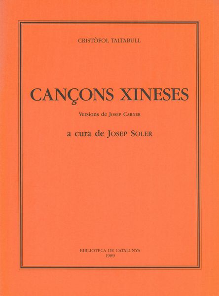 Cançons Xineses : Versions De Josep Carner.