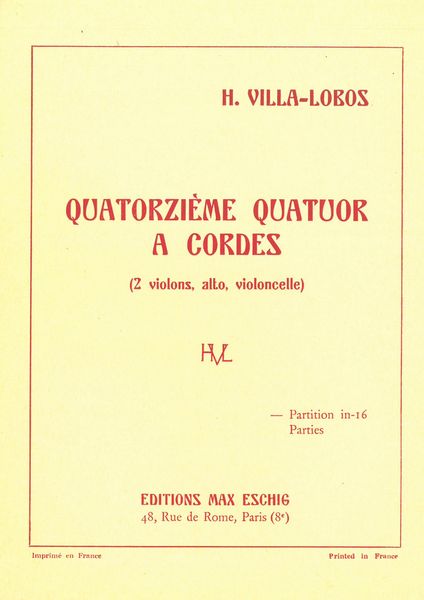 String Quartet No. 14 = Quatorzième Quatour A Cordes (2 Violons, Alto, Violoncelle).