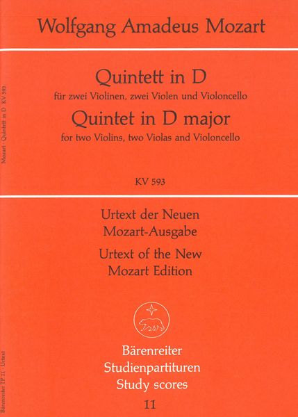 Stringquintett In D, K. 593 / edited by Ernst Fritz Schmid.