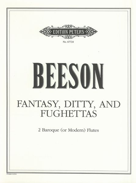 Fantasy, Ditty, and Fughettas : For 2 Baroque Or Modern Flutes.