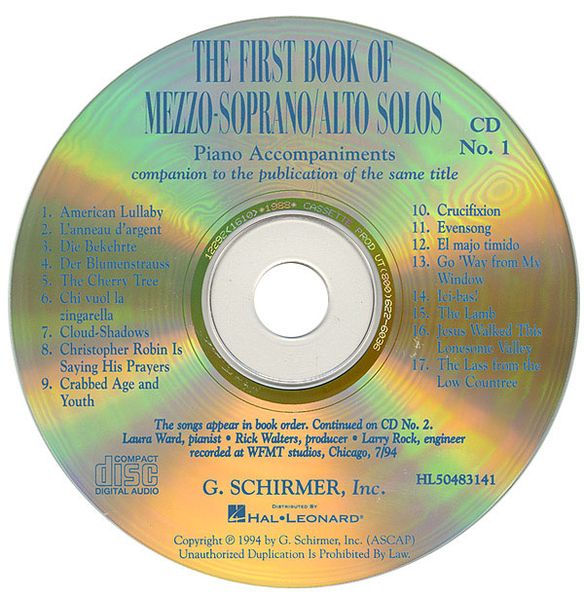 First Book Of Mezzo-Soprano Solos : CD Only / Ed. by Joan Frey Boytim.