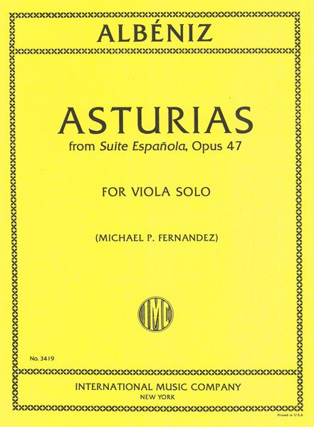 Asturias (From Suite Espanola Op. 47) : For Viola Solo.