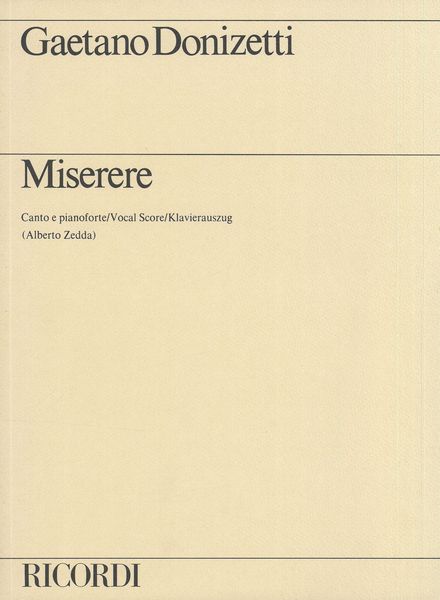 Miserere [I/E] : For Four Solo Voices, Male Chorus, Low Strings & Organ.