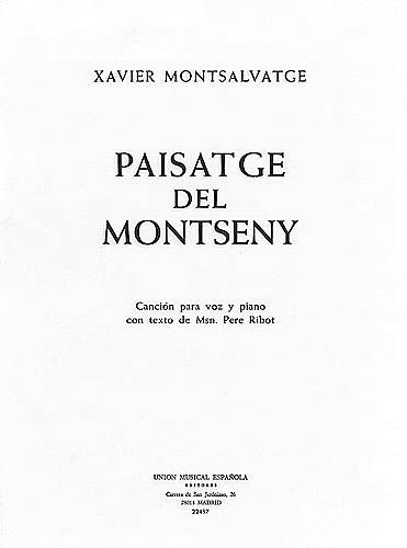 Paisatge Del Montseny : For Voice and Piano.