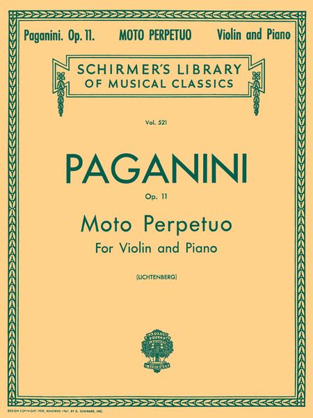 Moto Perpetuo, Op. 11 : Violin and Piano.