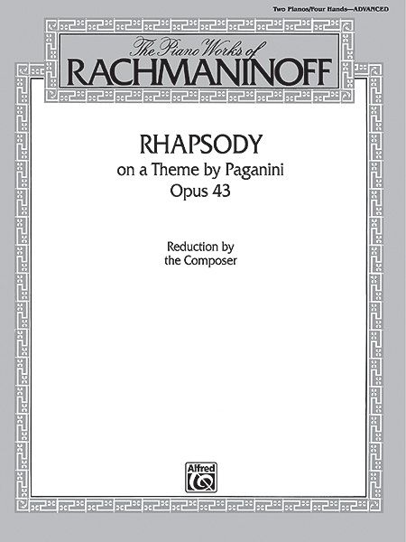 Rhapsody On A Theme by Paganini, Op. 43 For 2 Pianos 4 Hands : Urtext Edition.