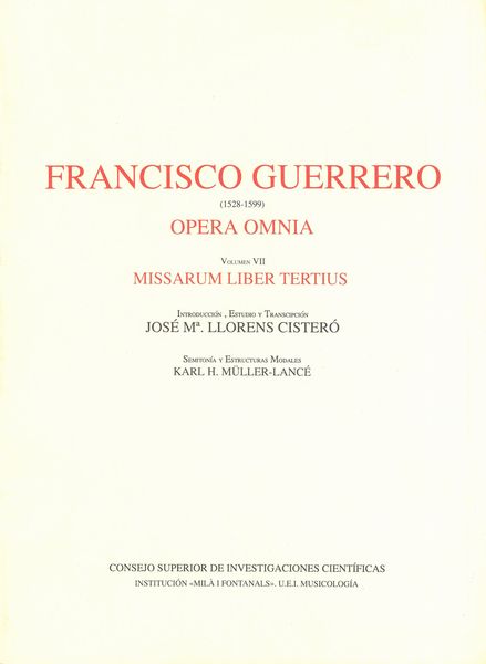 Opera Omnia, Vol. VII : Missarum Liber Tertius.
