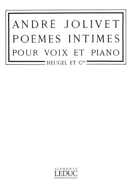 Poemes Intimes : Voice and Piano.