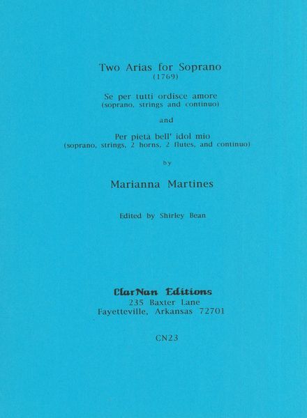 Two Arias For Soprano (1769) / Edited By Shirley Bean.
