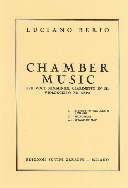 Chamber Music : For Clarinet, Cello, Voice & Harp.