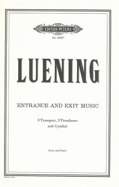 Entrance and Exit Music : For Brass and Cymbal.