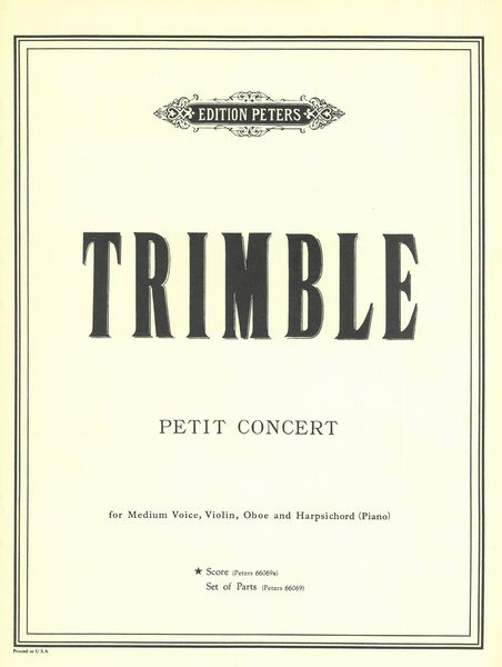 Petit Concert : For Medium Voice, Oboe, Violi., and Harpsichord Or Piano.
