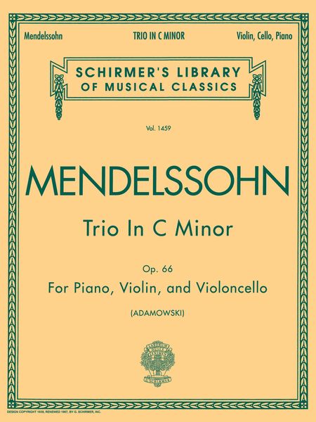 Trio In C Minor, Op. 66 : For Piano, Violin and Cello / arranged by Adamowski.