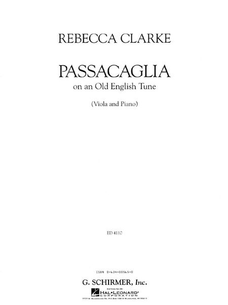 Passacaglia On An Old English Tune : For Viola and Piano.