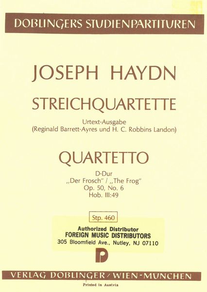 Streichquartette Op. 50/6, D-Dur, Hob. III:49.