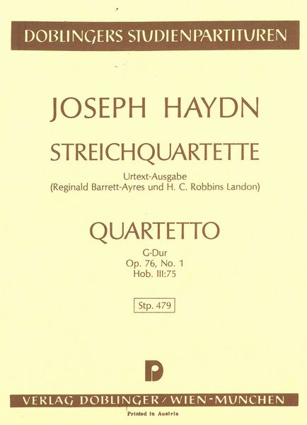 Streichquartette Op. 76/1, G-Dur, Hob. III:75.