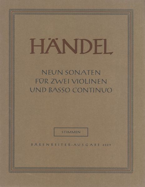 Neun Sonaten Für Zwei Violinen und Basso Continuo.