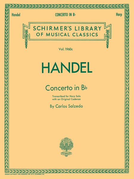 Concerto In B Flat Major : For Harp Solo.