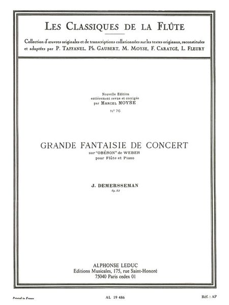 Grande Fantasie De Concert Sur Oberon De Weber : For Flute and Piano, Op. 52.
