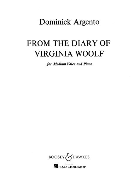 From The Diary Of Virginia Woolf : For Medium Voice and Piano.