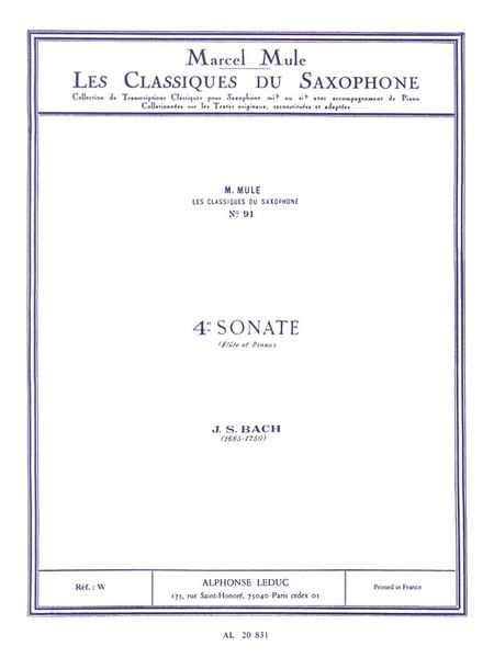 Sonata No. 4 In E Flat : For Flute and Piano - Saxophone Transcription.