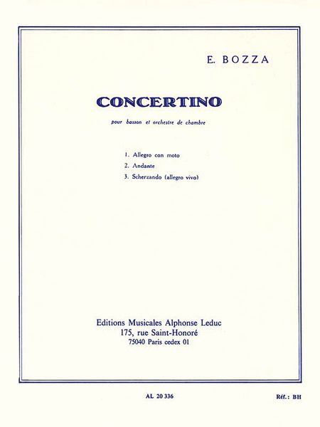 Concertino : For Bassoon and String Orchestra - Piano reduction.