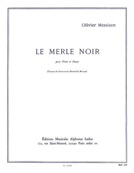 Merle Noir : For Flute and Piano.