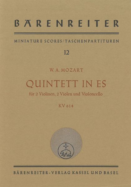 Stringquintett In Es, K. 614 / edited by Ernst Fritz Schmid.