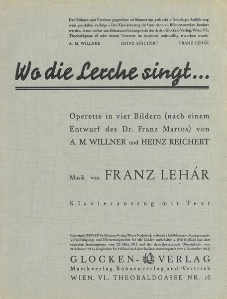 Where The Lark Sings = Wo Die Lerche Singt.