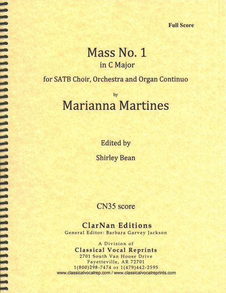 Mass No. 1 In C Major : For SATB Choir, Orchestra and Organ Continuo / edited by Shirley Bean.