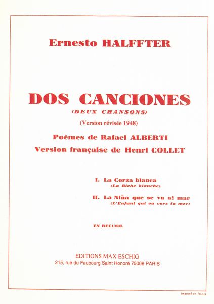 Dos Canciones : For Voice And Piano (Revised Version, 1948).