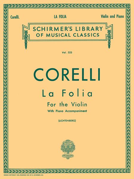 Follia Variations : For Violin and Piano.