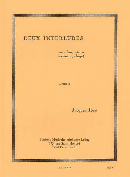 Deux Interludes : For Flute, Violin, and Piano Or Harp.