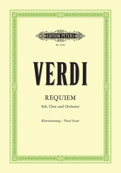 Requiem : For S Mz T B Soli, SATB Chorus, and Orchestra [Latin] / Ed. by Kurt Soldan.