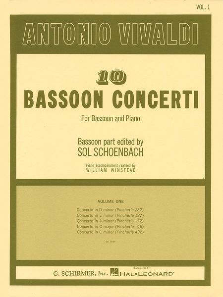 Ten Bassoon Concerti, Vol. 1 : For Bassoon And Piano.