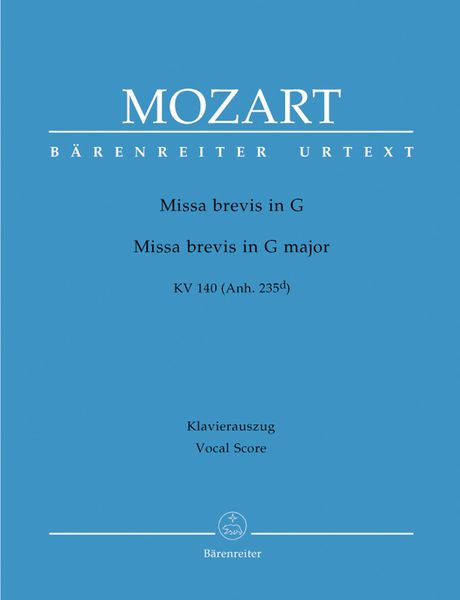 Missa Brevis In G Major, K. 140 (Anh. 235d) / Vocal Score.