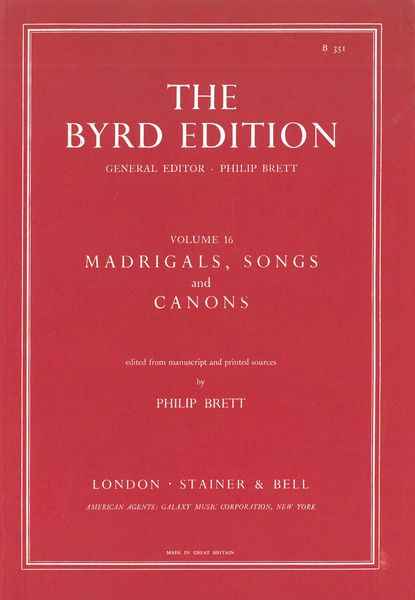 Madrigals, Songs And Canons / Edited By Philip Brett.