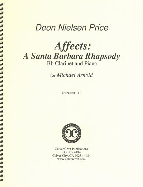 Affects : Rhapsody For Clarinet and Piano. edited by Michael Arnold.