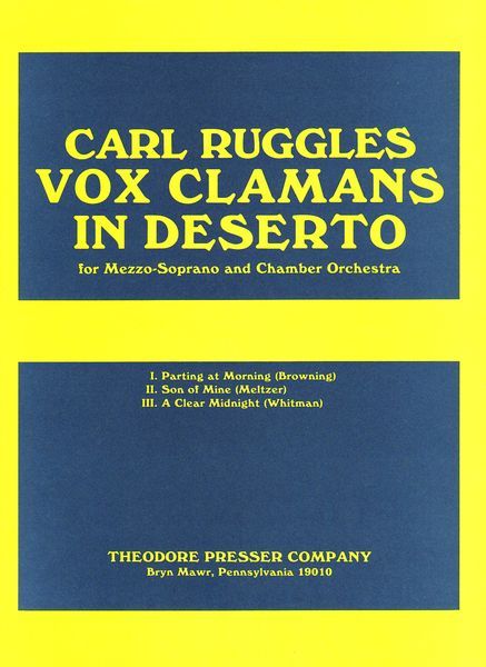 Vox Clamans In Deserto : For Soprano & Small Orchestra.