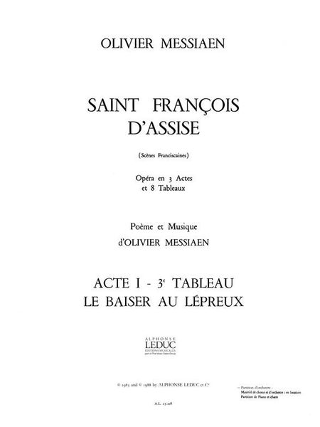 Saint Francois d'Assise, Act I, Tableau 3 : le Baiser Au Lepreux.