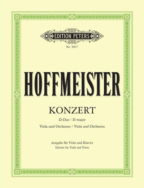 Konzert D-Dur : Für Viola und Orchester / Ausgabe Für Viola und Klavier.