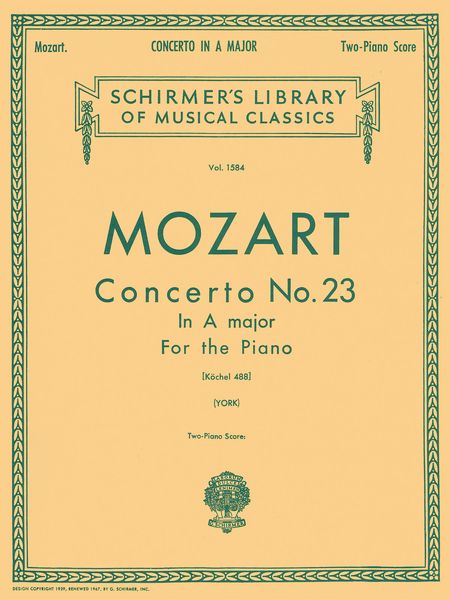 Concerto No. 23 In A Major, K. 488 : For Piano and Orchestra - reduction For Two Pianos.