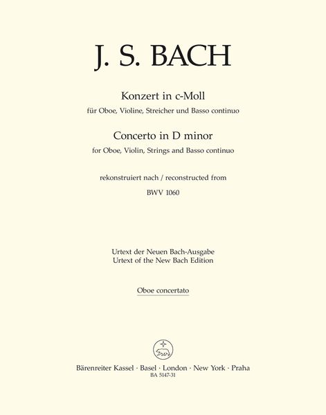 Concerto In C Minor, BWV 1060 : For Violin, Oboe, and Strings - Solo Oboe Part.