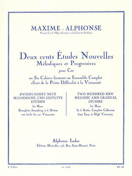 Two Hundred Etudes Nouvelles, Vol. 4 : 20 Etudes Difficiles Pour Cor.